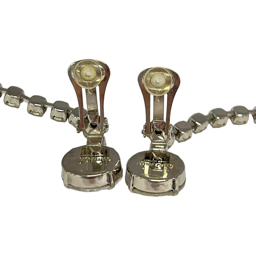 Miu Miu Clip On Earrings Silver Clear White - Picture 3 of 3